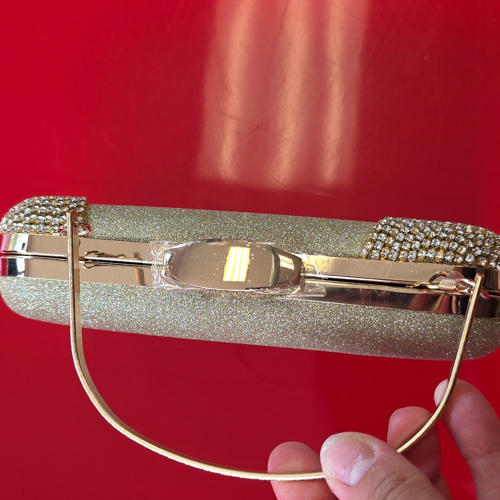 Elegant GOLD Clutch with Rhinestone Accents